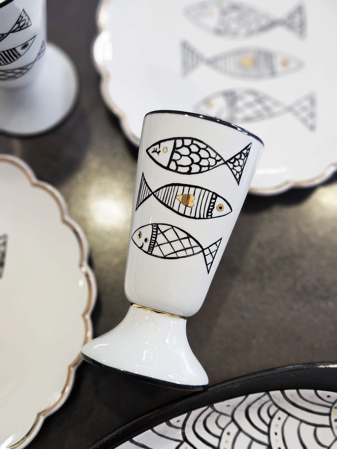 Verre de kiddouch "POISSON NOIR"
