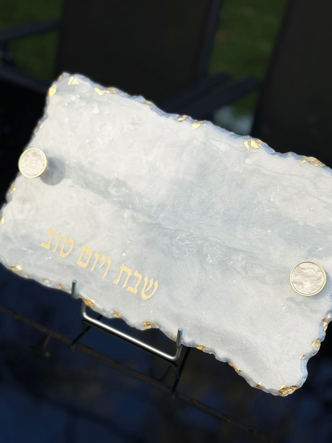 Plateau en résine "BLANC/DORÉ"