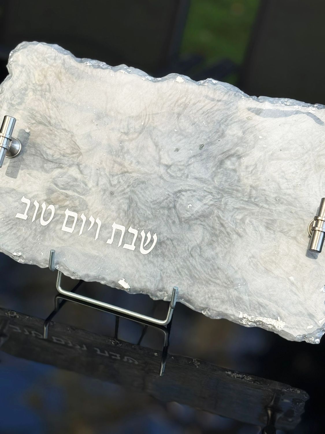 Plateau en résine "GRIS/ARGENT"