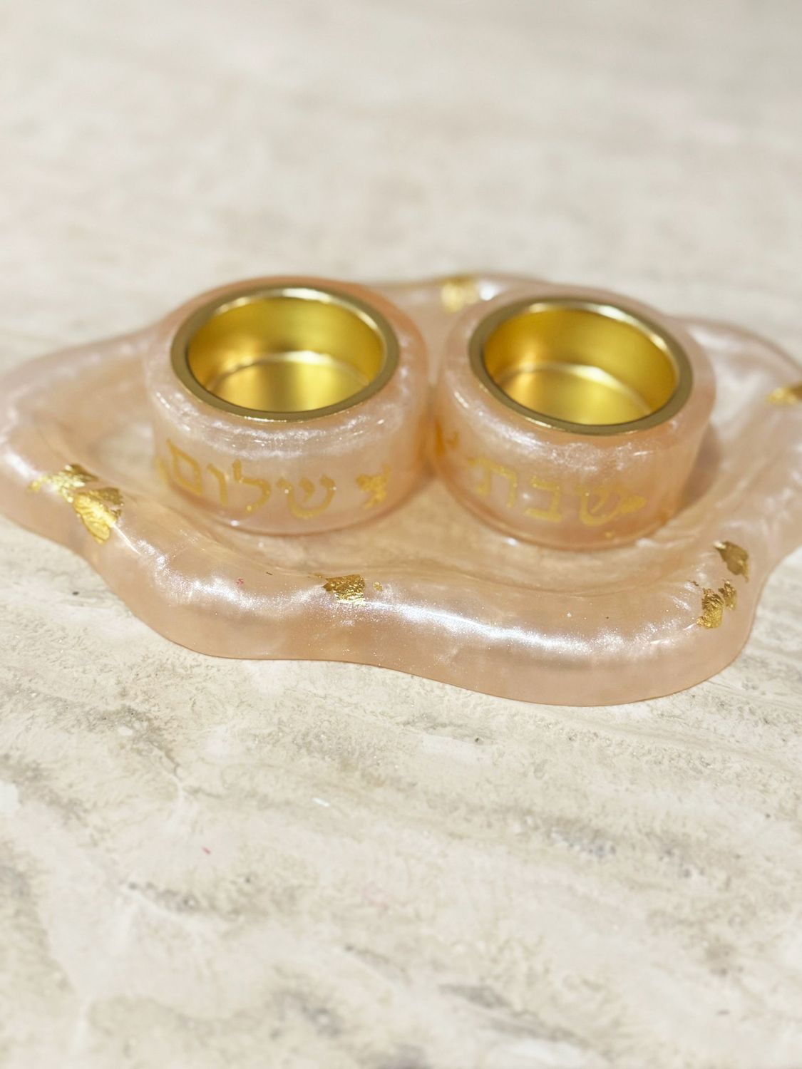 Bougeoirs en résine "ROSE"