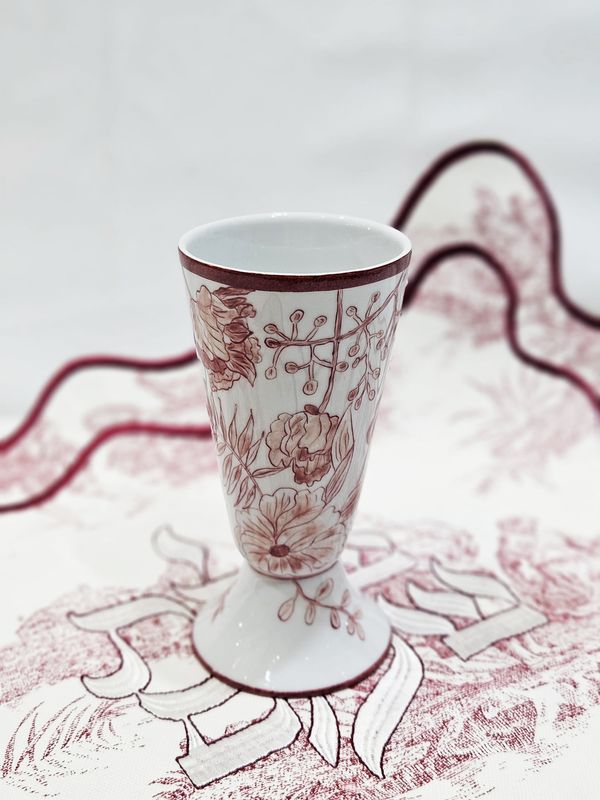 Verre de kiddouch "TOILE DE JOUY ROUGE"