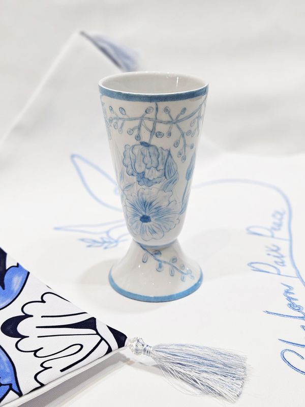 Verre de kiddouch "TOILE DE JOUY CIEL"