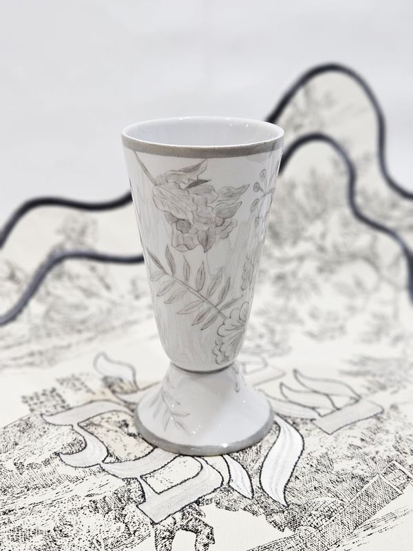 Verre de kiddouch "TOILE DE JOUY GRIS"