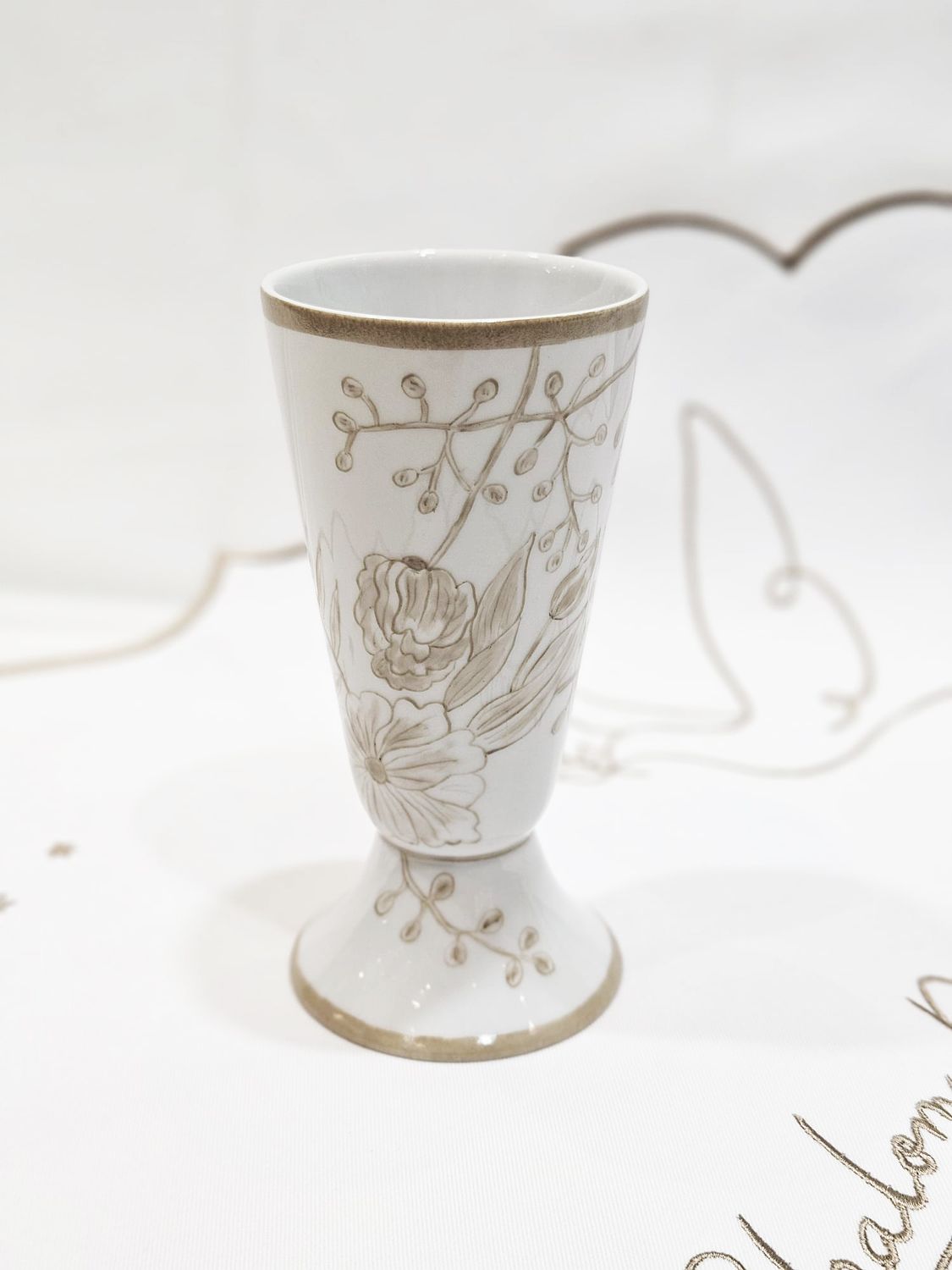 Verre de kiddouch "TOILE DE JOUY TAUPE"