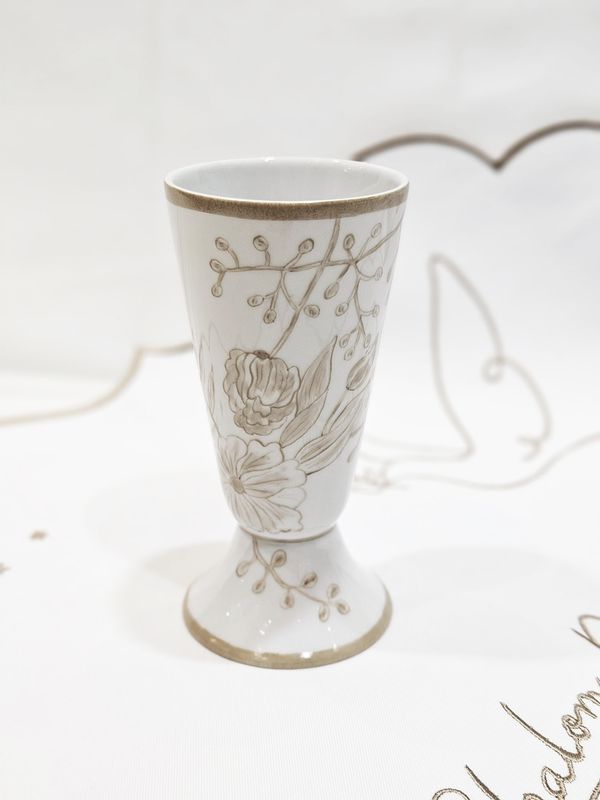 Verre de kiddouch "TOILE DE JOUY TAUPE"