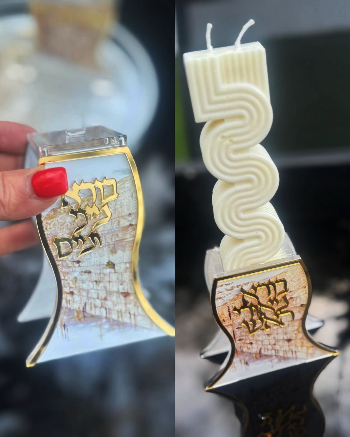 Duo support pour bougie de Havdala + Contenant à Bessamim avec clous de girofle