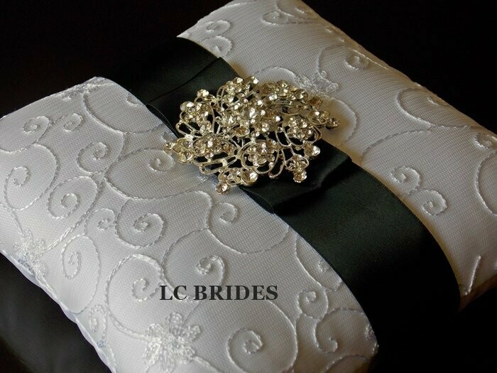 Ring Bearer Pillow - Black - White