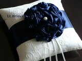 Ring Bearer Pillow - Navy - White