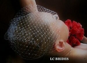 Birdcage Blusher Veil with Sparkling Crystals