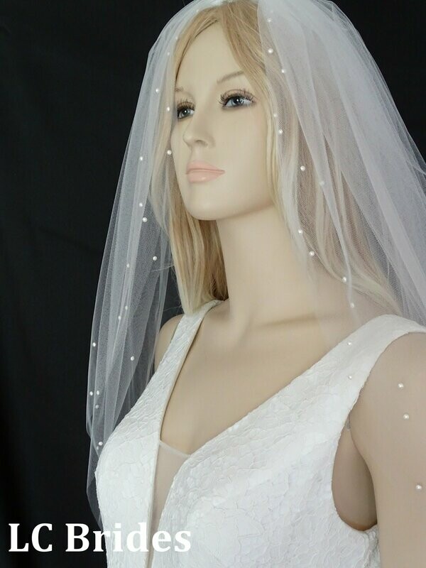 2 Tier Pearl Edged Wedding Veil