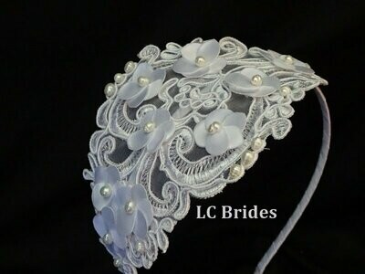 Bridal Lace Headband with Pearls