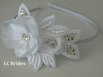 Bridal Lace Headband with Crystals