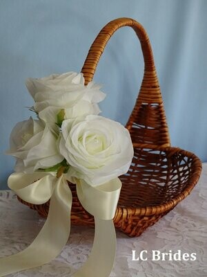 Country Flower Girl Basket - Ivory