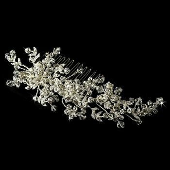Elegant Swarovski Crystal Silver Bridal Hair Comb
