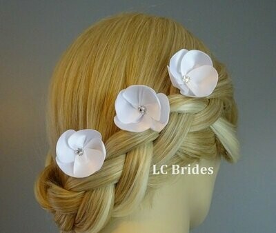 Bridal Flower Hair Pins with Crystals