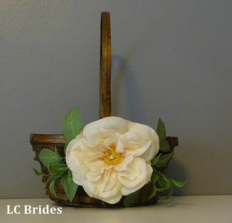 Rustic Ivory Flower Girl Basket