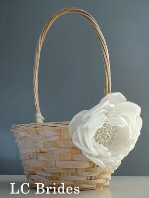 Light Rustic Flower Girl Basket - Ivory