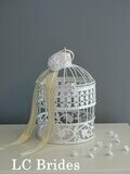 Small Birdcage Advice Card Holder - White Gold