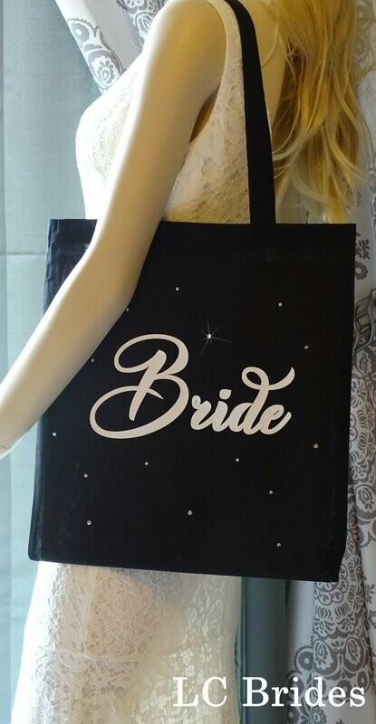 Sparkle Bride Tote - Black - Crystals
