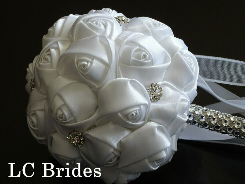 White Crystal Flower Girl Pom Wand - Fairy Tale