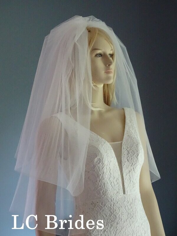 2 Tier Modern Bubble Wedding Veil Elbow Length