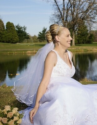 2 Tier Elbow Length Wedding Veil - Satin Edge