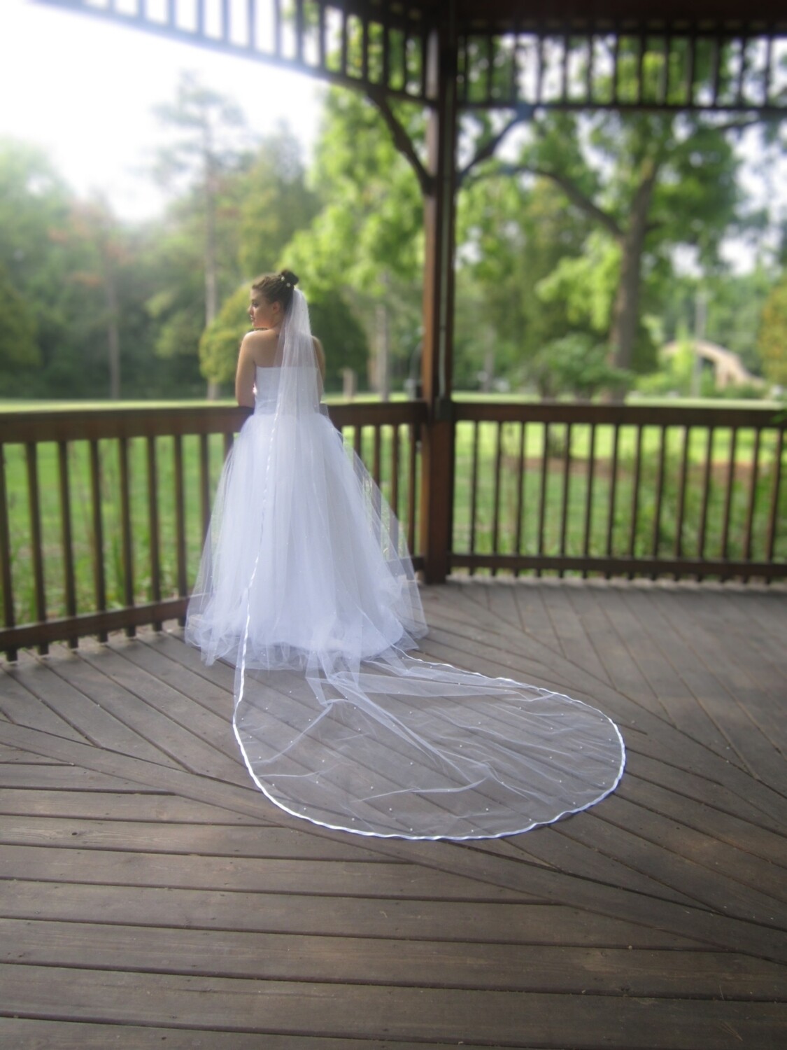 Long Cathedral Length Veil - Satin Edge