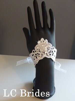 Bridal Lace Bracelet with Crystals