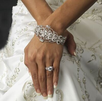 Vintage Silver Rhinestone Bridal Bracelet