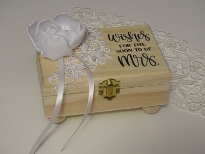Bachelorette Wishes Card Box White Flower and Lace