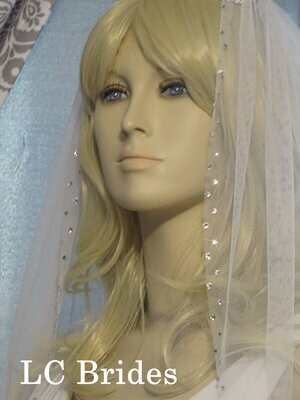 MARILLA | Soft English Net Wedding Veil with Crystals, One Layer
