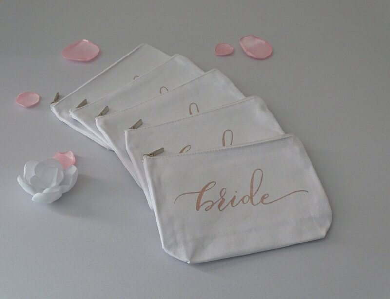 Bride Cosmetic Makeup Bag - Rose Gold