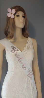Bride to be Engagement Sash - White, Pink Letters
