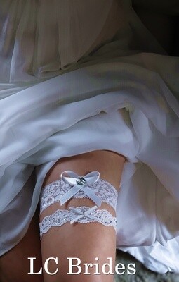 Soft White Wedding Garter Set with Sparkling Crystals