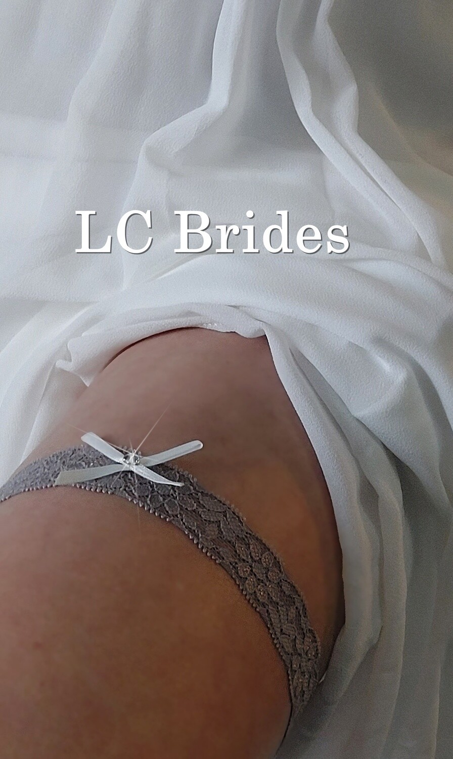 Simple Silver Lace Bridal Garter with White Bow