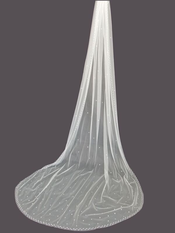 Cathedral Length Wedding Veil with Sparkling Crystals