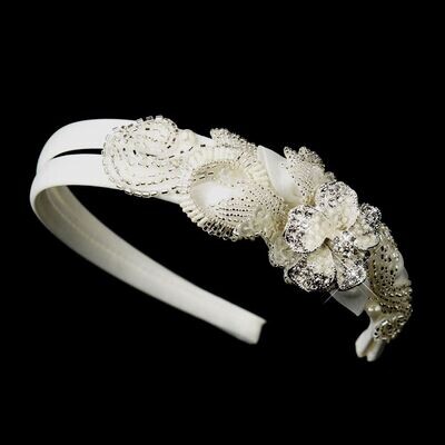 Rhinestones and Pearls, Ivory Bridal Headband
