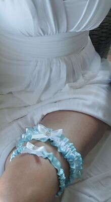 Light Blue Satin Bridal Garter Set