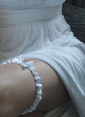 White Slim Satin Bridal Garter