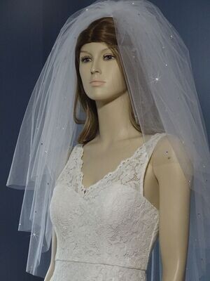 Wedding Veil with Crystals, 3 Layer 72"Elbow Length
