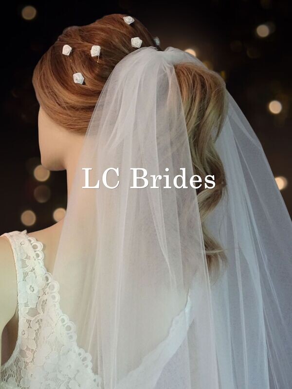 BONNIE SHORT | 2 Tier Ponytail Wedding Veil
