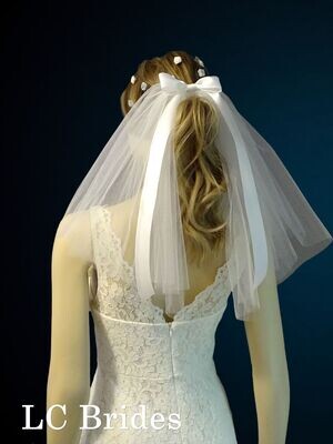 ANI | Ponytail Wedding Veil with two layers, Veil with Bow
