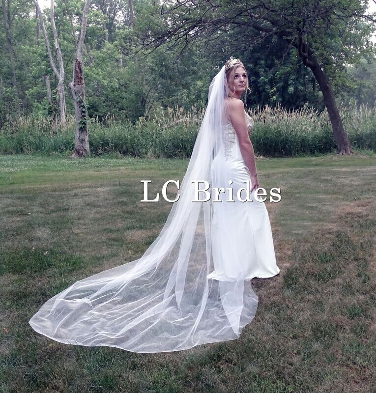 MIRANDA | Simple, Beautiful Long Cathedral Length Wedding Veil - Plain