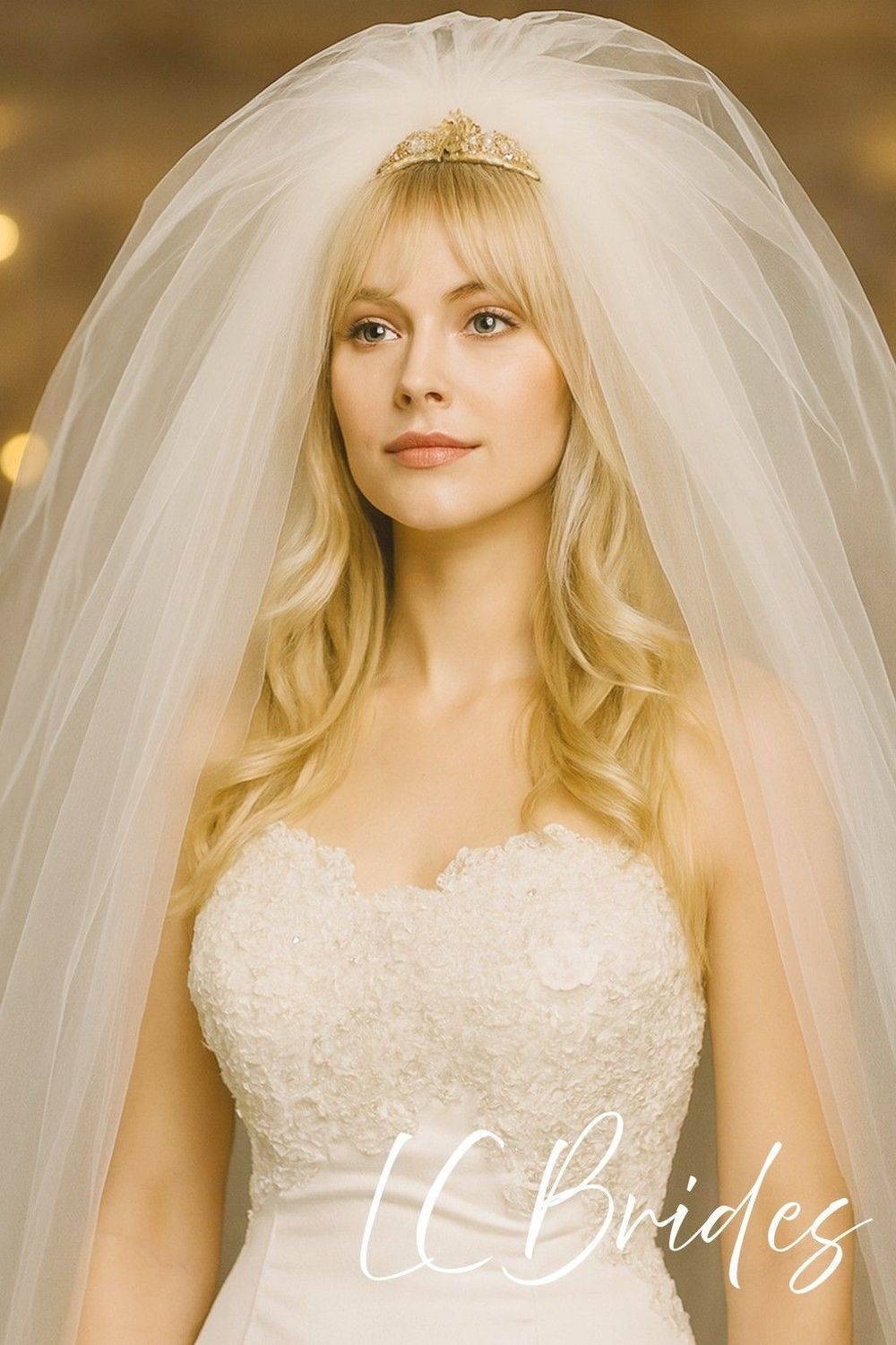 3 Layer Full Bouffant Wedding Veil, Fingertip Length 3 Layer Full Bouffant Wedding Veil, Fingertip Length