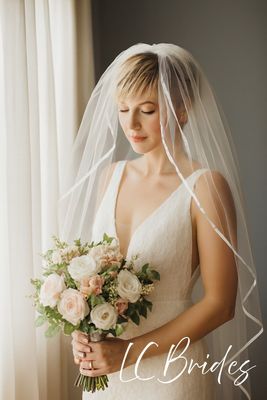 CELESTE | 1-Tier Satin Edged Simple Wedding Veil CELESTE | 1-Tier Satin Edged Simple Wedding Veil