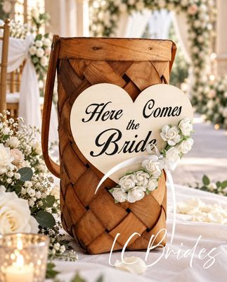 Timeless Rustic Flower Girl Basket - Here Comes the Bride Timeless Rustic Flower Girl Basket - Here Comes the Bride
