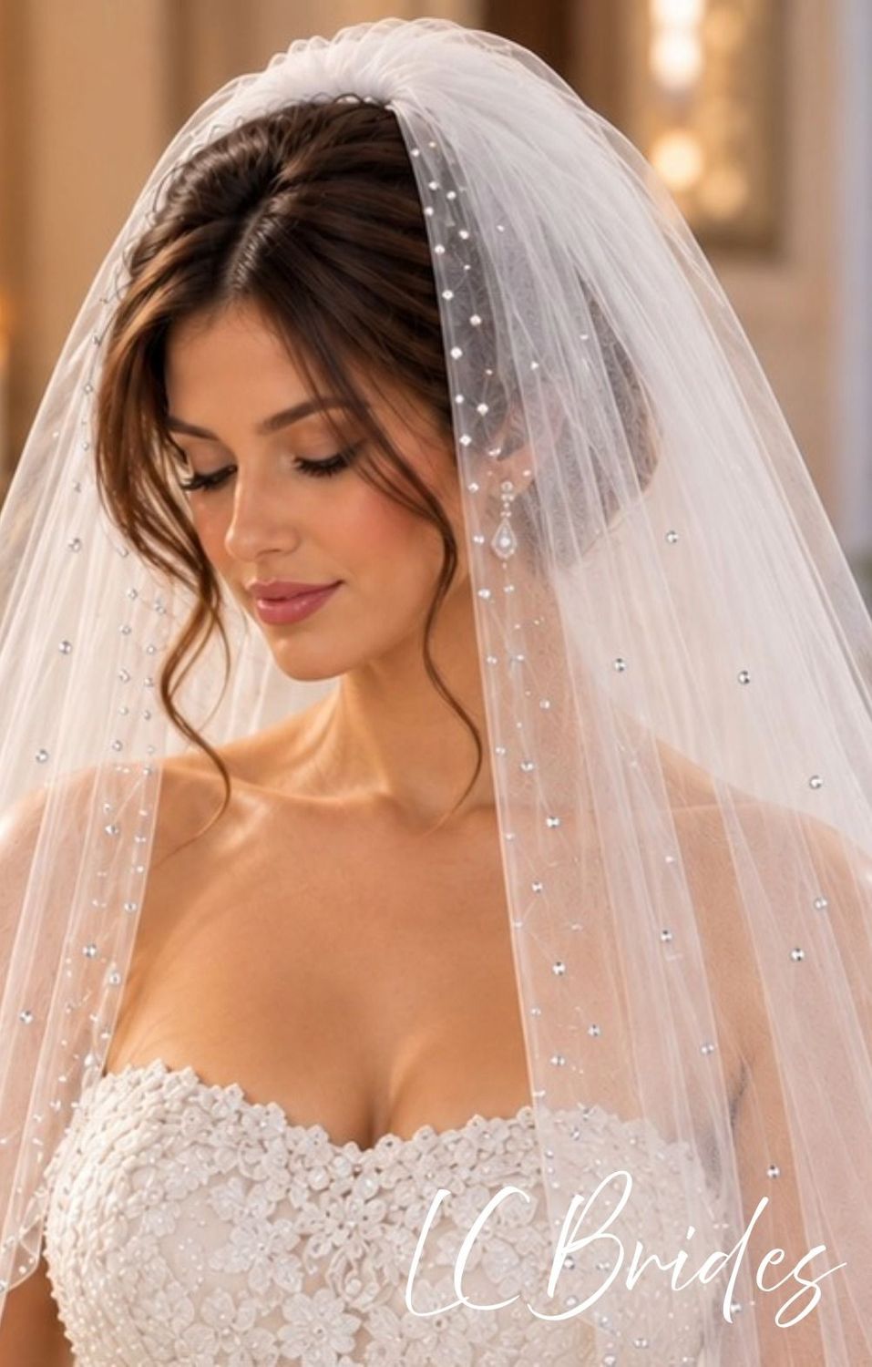 Celestia | Two-Tier Sparkle Crystal Wedding Veil Celestia | Two-Tier Sparkle Crystal Wedding Veil