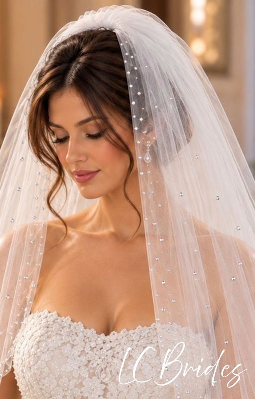 Celestia | Two-Tier Sparkle Crystal Wedding Veil