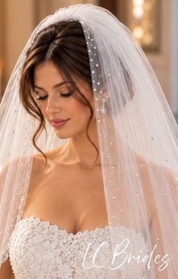 Celestia | Two-Tier Sparkle Crystal Wedding Veil