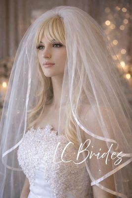 3 Tier Crystal Wedding Veil - Satin Edge